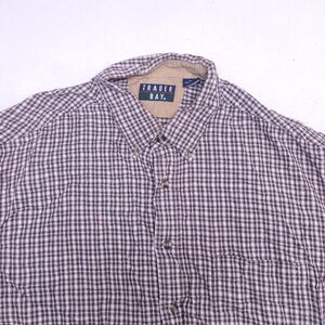 Trader Bay Tartan Flannel Long Sleeve Button Up Shirt Mens Size XL Maroon White